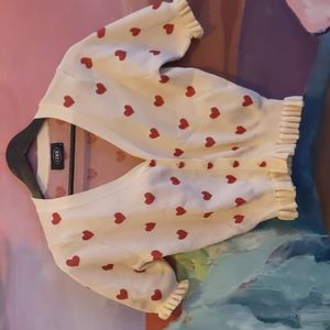 Valentine's Day Sz M Red, Cream Cardigan